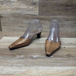 Franco Sarto Brown Leather Pointed Toe Mules Women's Size 7